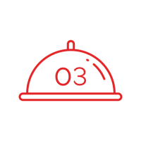 pictogramme d'une cloche à aliments + "03"